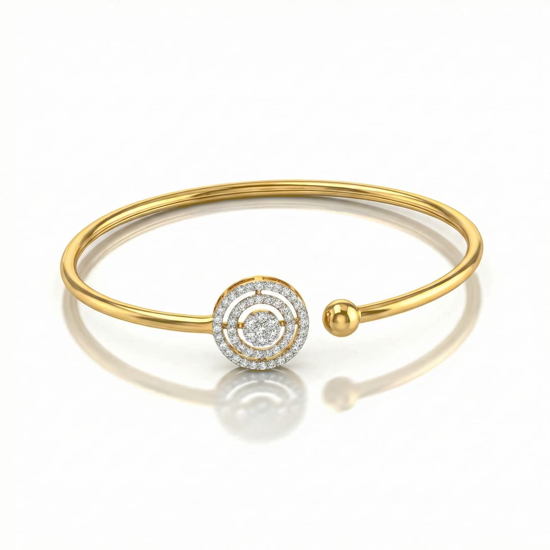 Halo circle Yellow  Gold 18K  Lab-Grown Diamond Bracelet 2